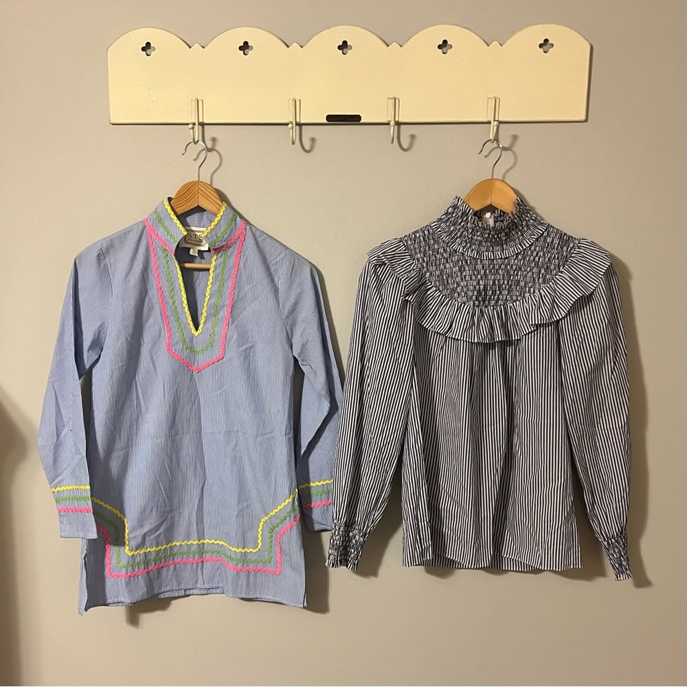 Tuckernuck Sail to Sable Blouse Bundle XXS Smocked Ruffle & Marina Tunic